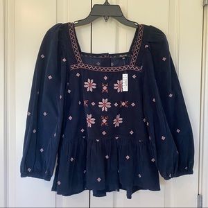 NWT Madewell Corduroy Peplum Top